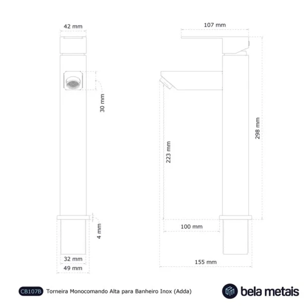 Torneira Monocomando Alta para Banheiro Inox (Adda Ouro Fosco) Produto Torneira Monocomando Alta para Banheiro Inox (Adda Ouro Fosco)