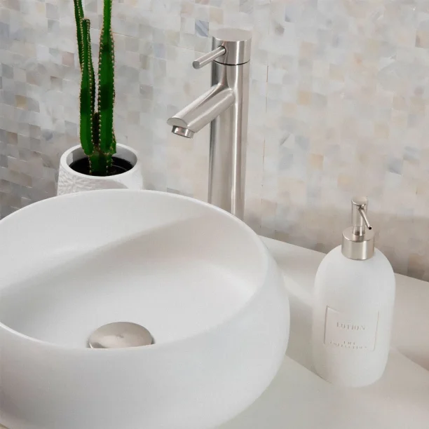 Torneira Monocomando Alta para Banheiro Inox (Lis Escovada) - Outlet Produto Torneira Monocomando Alta para Banheiro Inox (Lis Escovada) - Outlet