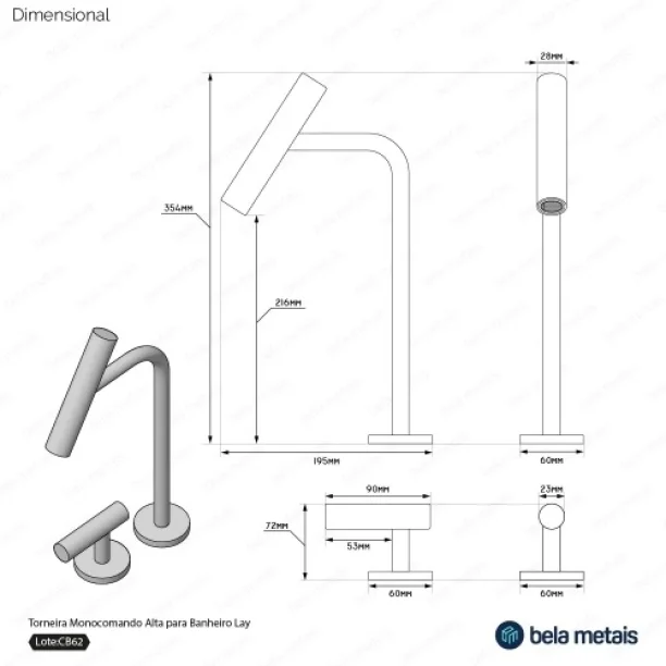 Produto Torneira Monocomando Alta para Banheiro (Lay Níquel Fosca) - Outlet