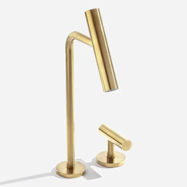Torneira Monocomando Alta para Banheiro (Lay Ouro Fosco) - Outlet Produto Torneira Monocomando Alta para Banheiro (Lay Ouro Fosco) - Outlet