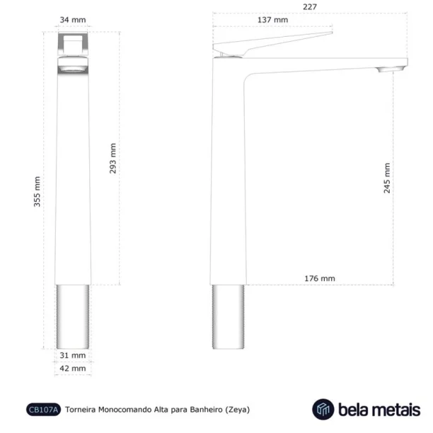 Produto Torneira Monocomando Alta para Banheiro (Zeya Cromada)