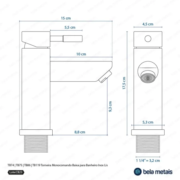 Produto Torneira Monocomando Baixa para Banheiro Inox (Lis Dourada Fosca) - Outlet