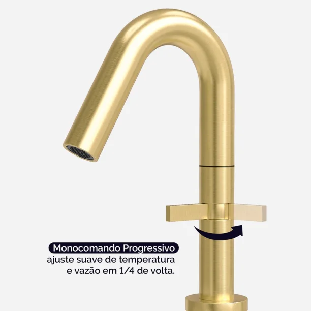 Produto Torneira Monocomando Baixa para Banheiro Inox (Tille Ouro Fosca) - Outlet