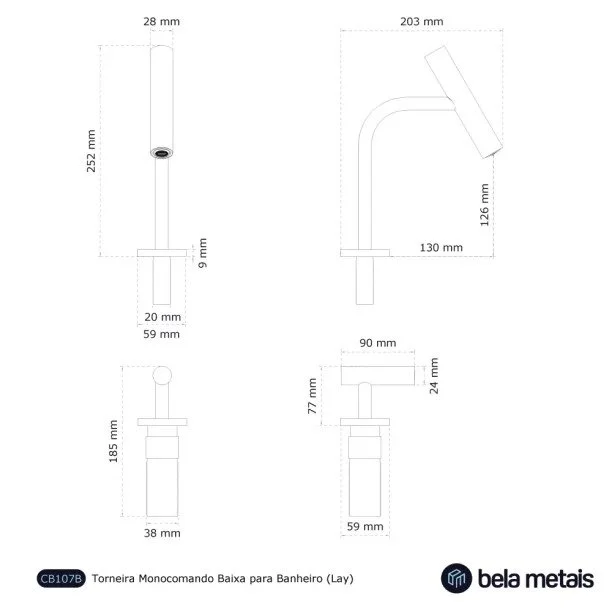 Produto Torneira Monocomando Baixa para Banheiro (Lay Ouro Fosca) - Outlet