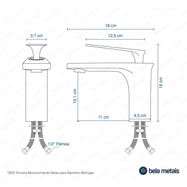 Produto Torneira Monocomando Baixa para Banheiro (Michigan Cromada) - Outlet
