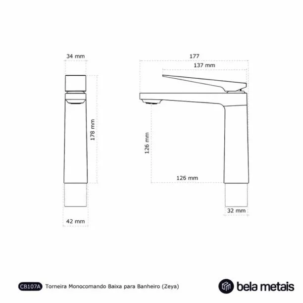 Torneira Monocomando Baixa para Banheiro (Zeya Preta Fosca) - Outlet Produto Torneira Monocomando Baixa para Banheiro (Zeya Preta Fosca) - Outlet