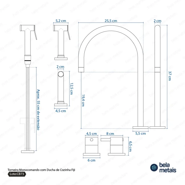 Torneira Monocomando com Ducha de Cozinha (Fiji Escovada) - Outlet Produto Torneira Monocomando com Ducha de Cozinha (Fiji Escovada) - Outlet