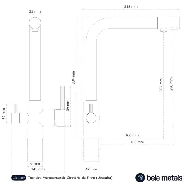 Produto Torneira Monocomando Giratória de Filtro (Ubatuba Ouro Fosca) - Outlet