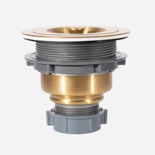Produto Válvula Inox para Cuba Fazenda 4 1/2" Tampa e Cesto (Dourada Fosca) - Outlet