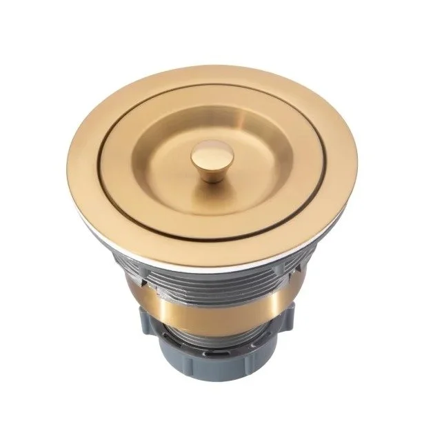 Produto Válvula Inox para Cuba Fazenda 4 1/2" Tampa e Cesto (Dourada Fosca) - Outlet