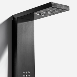 Ducha Vertical com Hidro Cascata e Led Square (Inox Preta Fosca) - Outlet