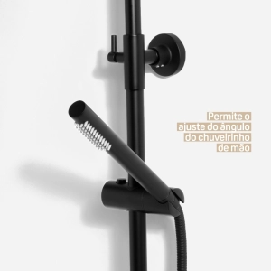 Ducha Coluna de Inox Redonda 25 cm (Preta Fosca)