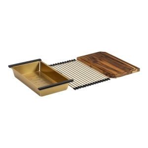 Cesto Escorredor Inox para Cuba Workstation 41x23 cm (Dourado Fosco)