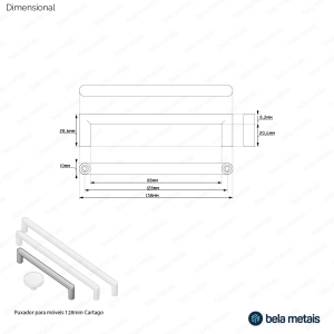 Puxador para M&oacute;vel Al&ccedil;a Sobrepor 128 mm Zamac (Cartago Dourado) - Outlet