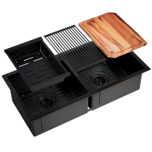 Kit Cuba Workstation Inox com Acessórios (Kobe Preta Fosca)