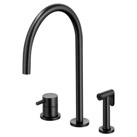 Torneira Monocomando com Ducha de Cozinha Inox (Fiji Preta Fosca)