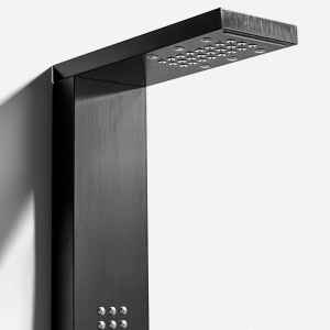 Ducha Vertical com Hidro Cascata e Led Square (Inox Preta Fosca)