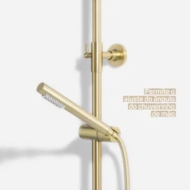 Ducha Coluna de Inox Redonda 25 cm (Dourada Fosca) - Outlet Produto Ducha Coluna de Inox Redonda 25 cm (Dourada Fosca) - Outlet