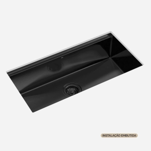 Cuba Workstation de Cozinha Inox 78x41 cm (Osaka Preta Fosca)