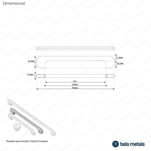 Puxador para Móvel Alça Sobrepor 160 mm Zamac (Pompeia Dourado) - Outlet