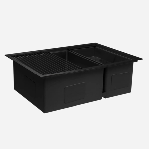 Kit Cuba Dupla Workstation Inox com Acess&oacute;rios (Kai Preta Fosca)