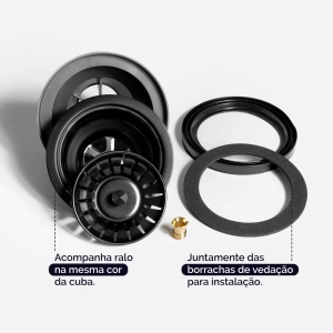 Kit Cuba Workstation Inox com Acessórios (Kobe Preta Fosca)