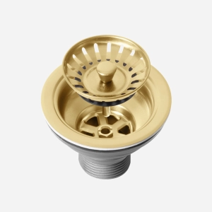 Válvula Inox para Cuba Cozinha 4 1/2" com Tampa (Ouro Fosca)