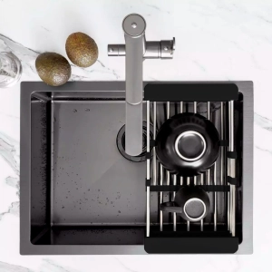 Cesto Escorredor Ajust&aacute;vel Inox para Cuba (Preto Fosco)