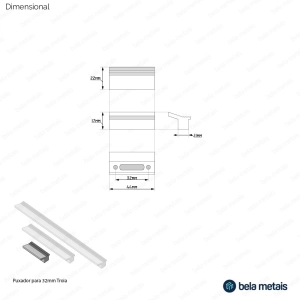 Puxador para M&oacute;vel Al&ccedil;a Sobrepor 32 mm Zamac (Troia Preto Fosco) - Outlet