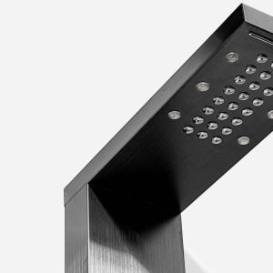 Ducha Vertical com Hidro Cascata e Led Square (Inox Preta Fosca)