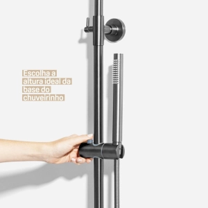 Ducha Coluna de Inox Redonda 25 cm (Grafite Fosca) 