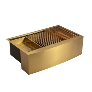 Kit Cuba Fazenda Workstation Inox com Acessórios (Narita Dourada Fosca)