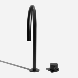 Torneira Monocomando Alta para Banheiro (Milos Preta Fosca)