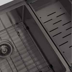 Kit Cuba Dupla Workstation Inox com Acessórios (Kai Grafite Fosca)