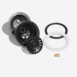 Válvula Inox para Cuba Cozinha 4 1/2" com Tampa (Preta Fosca)