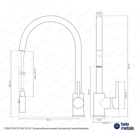 Produto Torneira Monocomando Gourmet de Cozinha (Barbados Dourada) - Outlet