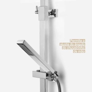 Ducha Coluna de Inox Quadrada 25 cm (Cromada)