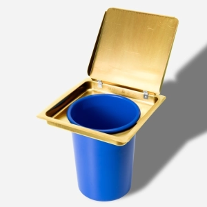 Lixeira Embutida de Cozinha Inox Quadrada 5 Litros (Dourada Fosca) - Outlet