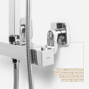 Ducha Coluna de Inox Quadrada 25 cm (Cromada)