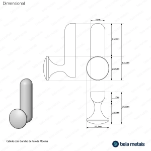 Cabide com Gancho de Parede Zamac (Jardins Escovado)