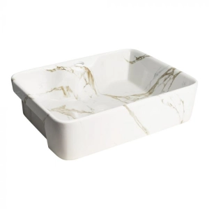 Cuba de Banheiro Lou&ccedil;a Semi Encaixe 48 cm (Sic&iacute;lia M&aacute;rmore Carrara)