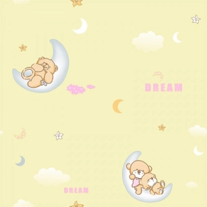 Papel de Parede Infantil Amarelo Lav&aacute;vel 10,00 x 0,53 m (Bambini Due)