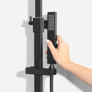 Ducha Coluna de Inox Quadrada 25 cm (Preta Fosca)