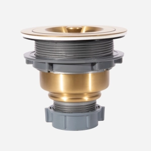 V&aacute;lvula Inox para Cuba Fazenda 4 1/2" Tampa e Cesto (Dourada Fosca)