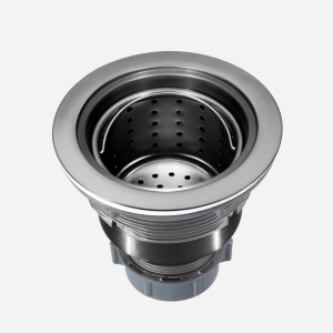 V&aacute;lvula Inox para Cuba Fazenda 4 1/2"  Tampa e Cesto (Preta)