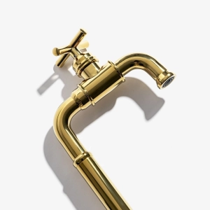 Torneira Retr&ocirc; Alta de &Aacute;gua Fria para Banheiro (Aron Dourada)