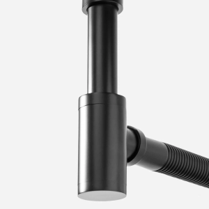 Sif&atilde;o Met&aacute;lico Flex&iacute;vel com Copo para Banheiro (Line Preto Fosco)