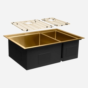 Grade Aramada Inox para Cuba Dupla 41x42 e 21x42 cm (Dourada | Ouro Fosca)
