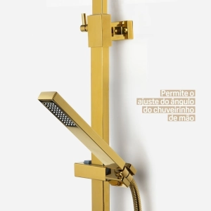 Ducha Coluna de Inox Quadrada 25 cm (Dourada)