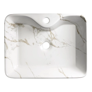 Cuba de Banheiro Louça Apoio Retangular 48 cm (Roma Mármore Carrara)